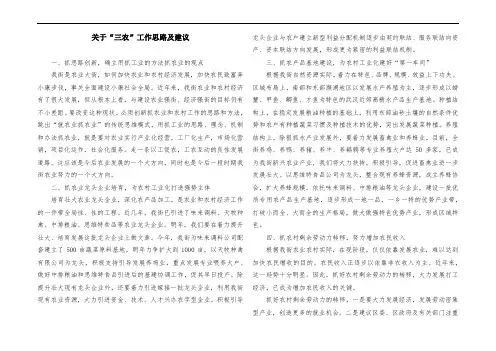 关于“三农”工作思路及建议
