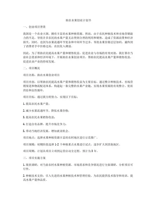 助农水果创业计划书