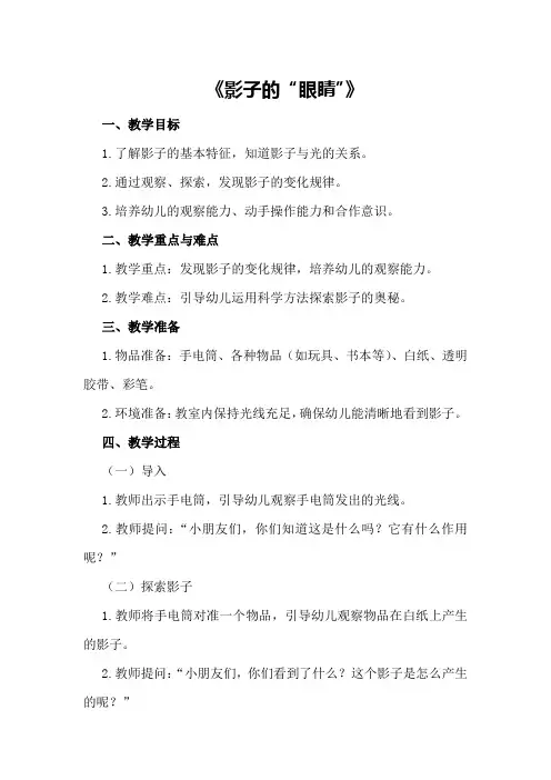 中班科学教案及教学反思《影子的“眼睛”》