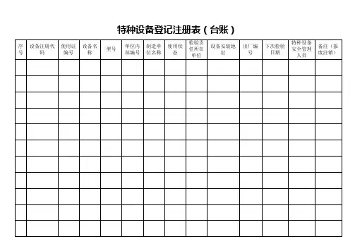 特种设备登记注册表 精品