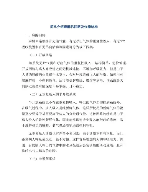 简单介绍麻醉机回路及仪器结构