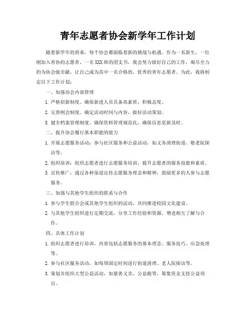 青年志愿者协会新学年工作计划