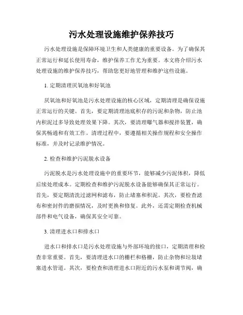 污水处理设施维护保养技巧