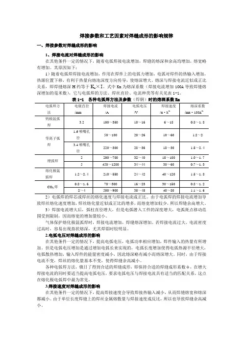 焊接参数和工艺因素对焊缝成形的影响