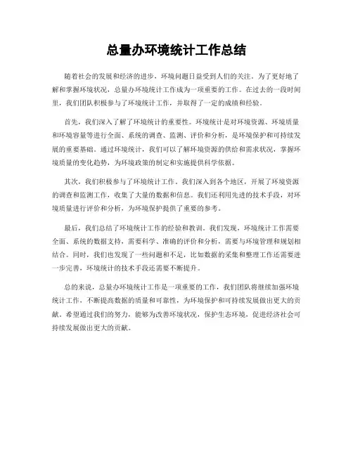 总量办环境统计工作总结