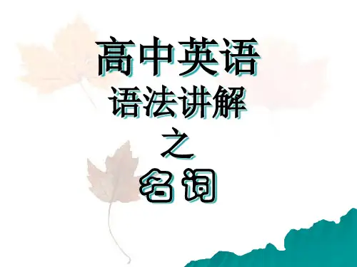 高中英语 语法讲解 名词 课件 (共24张PPT)
