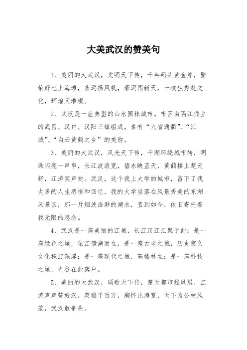 大美武汉的赞美句