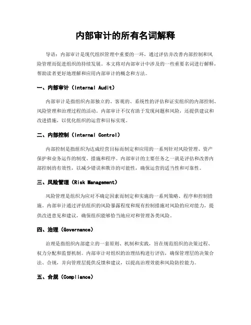 内部审计的所有名词解释