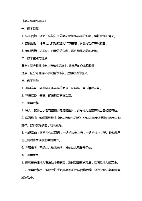 2024年幼儿园小班音乐课教案《老花猫和小花猫》