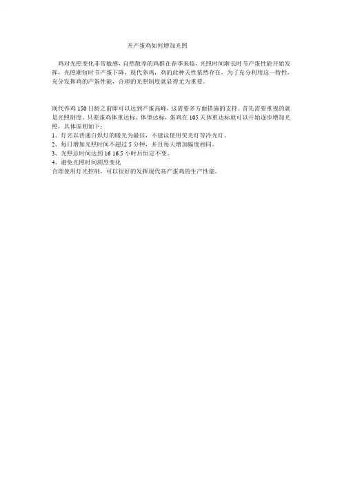 开产蛋鸡如何增加光照