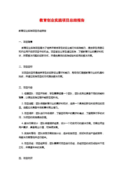教育创业实践项目总结报告