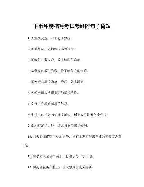 下雨环境描写考试考砸的句子简短
