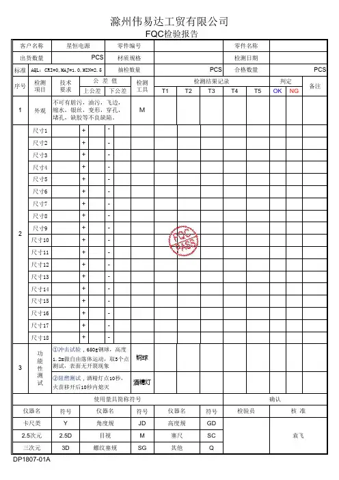 FQC检验报告