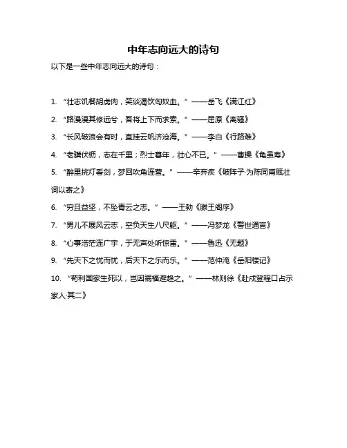 中年志向远大的诗句