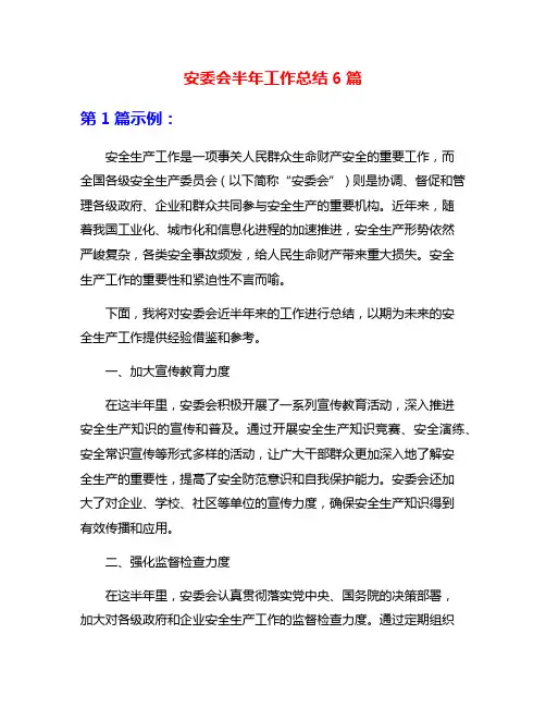 安委会半年工作总结6篇