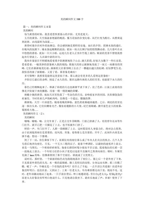 美的瞬间作文500字