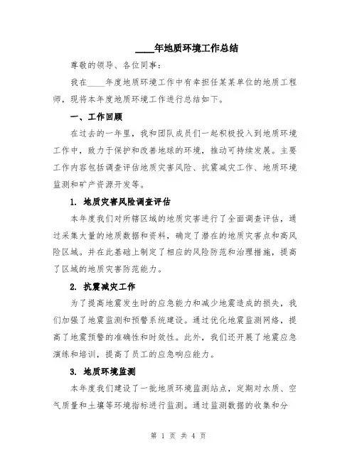 2024年地质环境工作总结