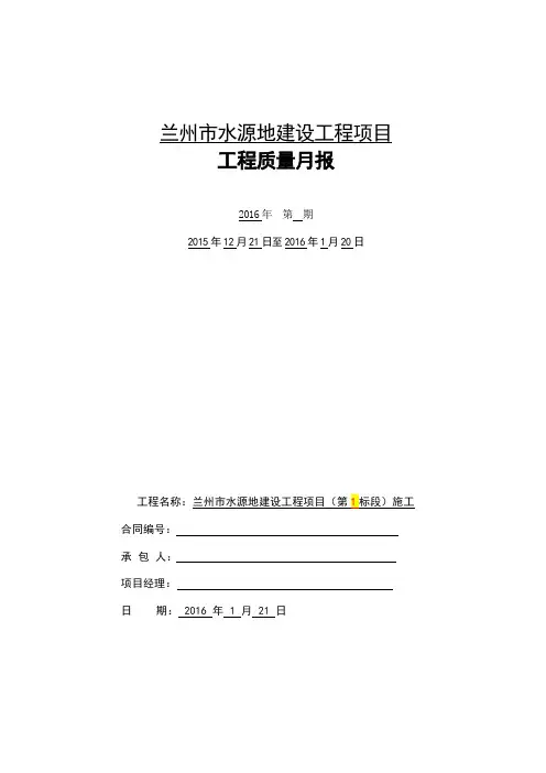 质量月报-模板 2