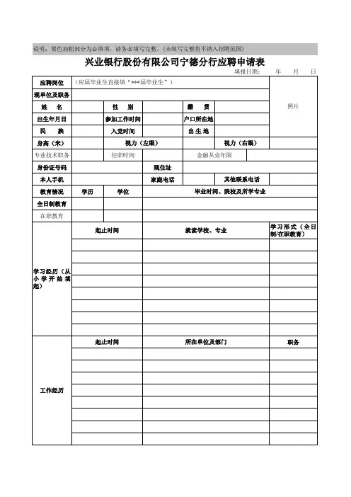 应聘申请表 - 兴业银行欢迎您