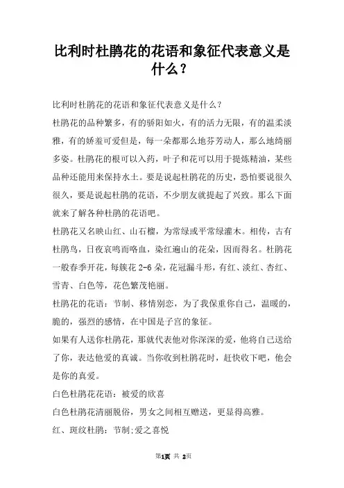 比利时杜鹃花的花语和象征代表意义是什么？