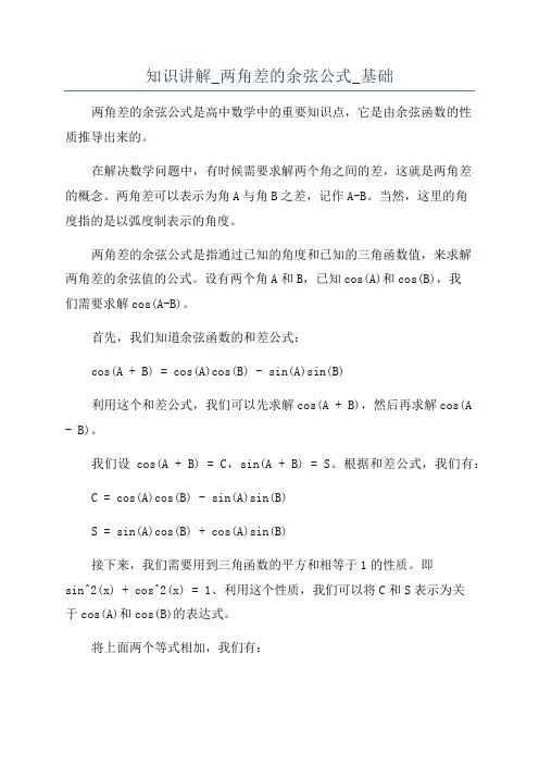 知识讲解_两角差的余弦公式_基础