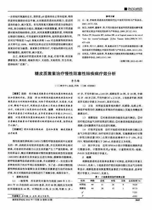 糖皮质激素治疗慢性阻塞性肺疾病疗效分析