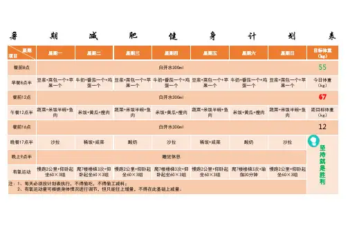 暑期减肥健身计划表