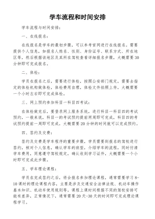 学车流程和时间安排 2
