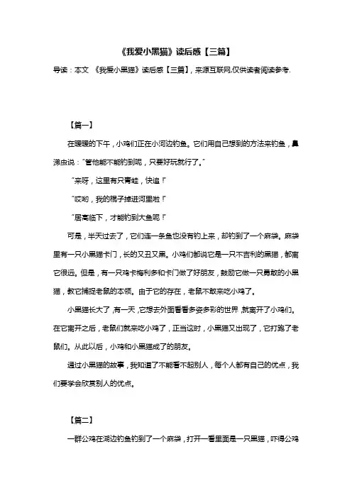 《我爱小黑猫》读后感【三篇】