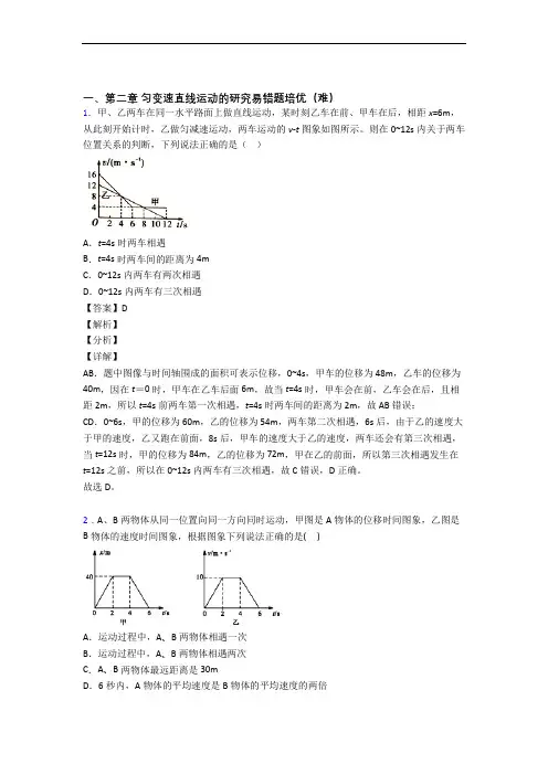 物理高一上册 第二章 匀变速直线运动(篇)(Word版 含解析)