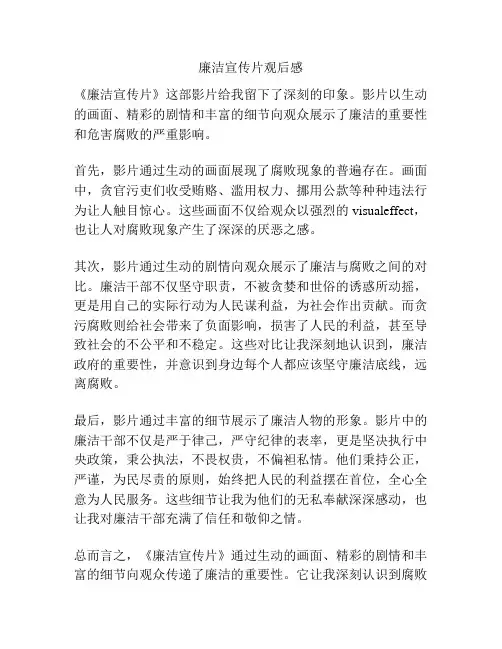 廉洁宣传片观后感