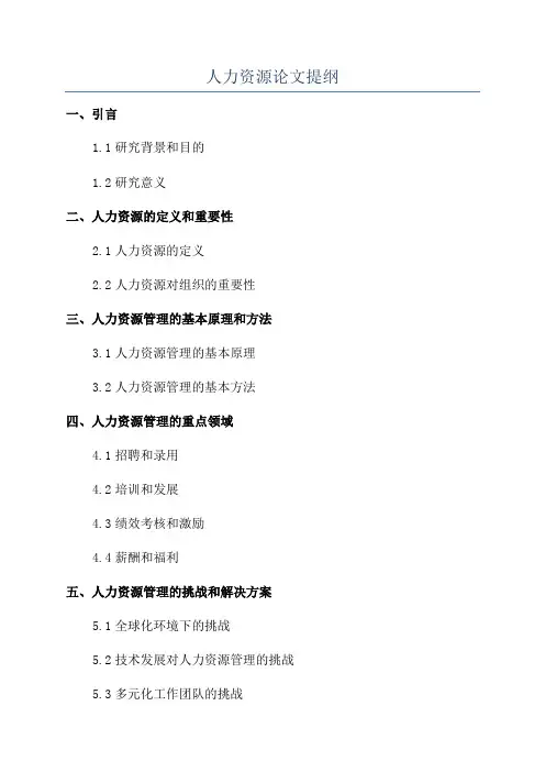 人力资源论文提纲
