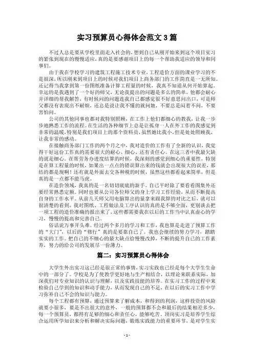 实习预算员心得体会范文3篇