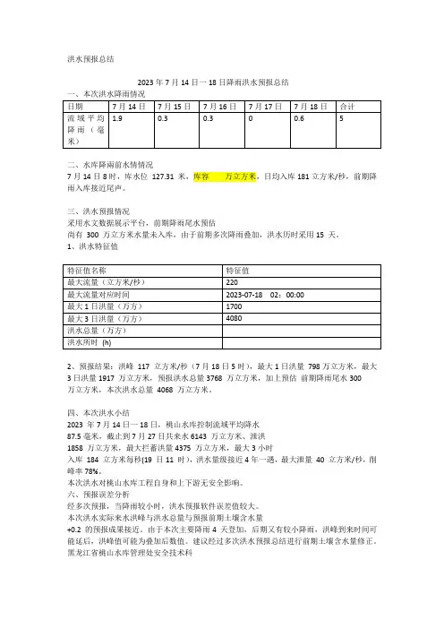 洪水预报总结