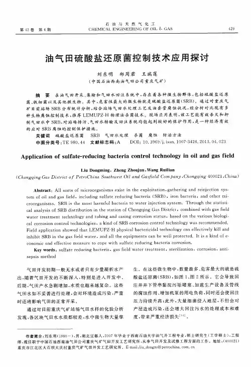 油气田硫酸盐还原菌控制技术应用探讨