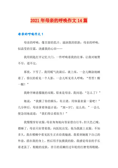 2021年母亲的呼唤作文14篇