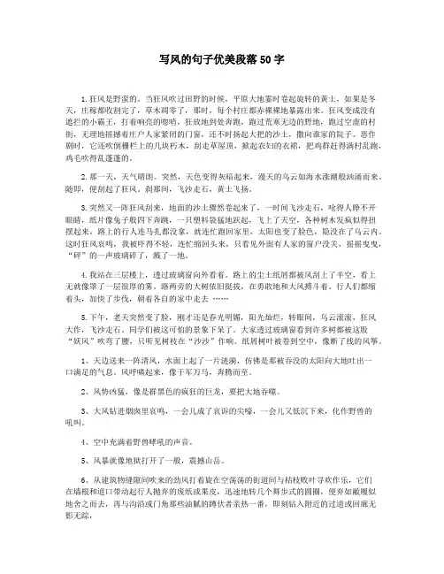 写风的句子优美段落50字