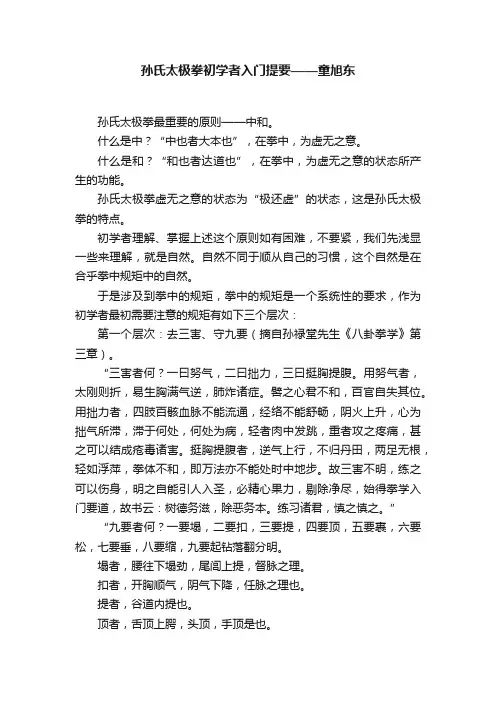孙氏太极拳初学者入门提要——童旭东