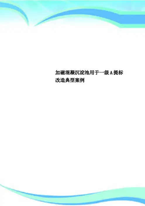 加磁混凝沉淀池用于一级A提标改造典型案例