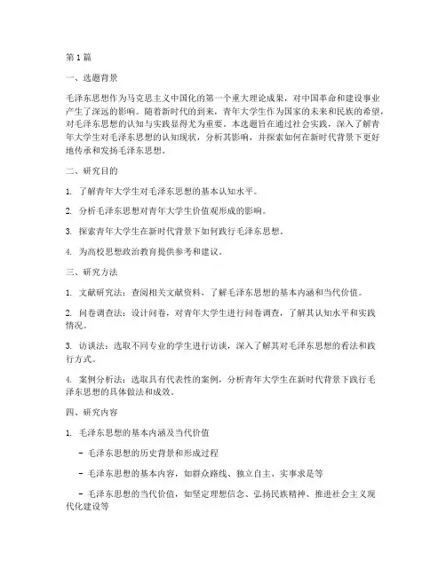 毛概课社会实践报告选题(2篇)