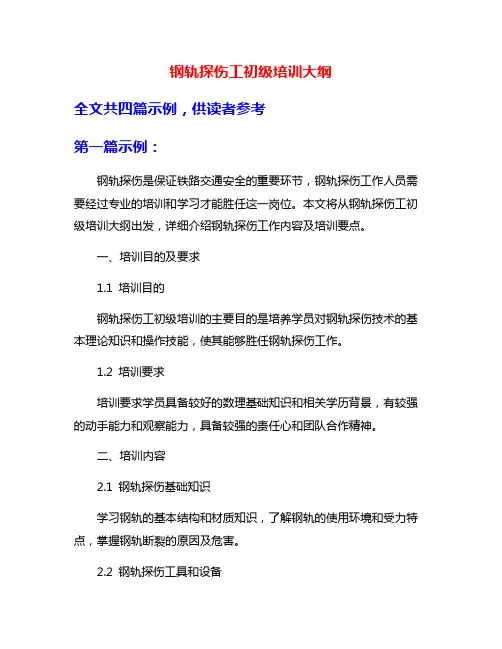 钢轨探伤工初级培训大纲