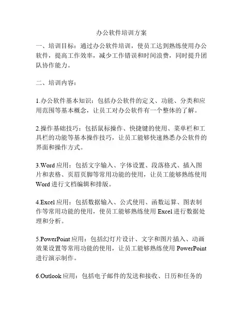办公软件培训方案