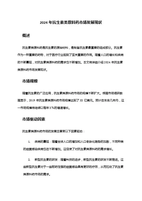 2024年抗生素类原料药市场发展现状