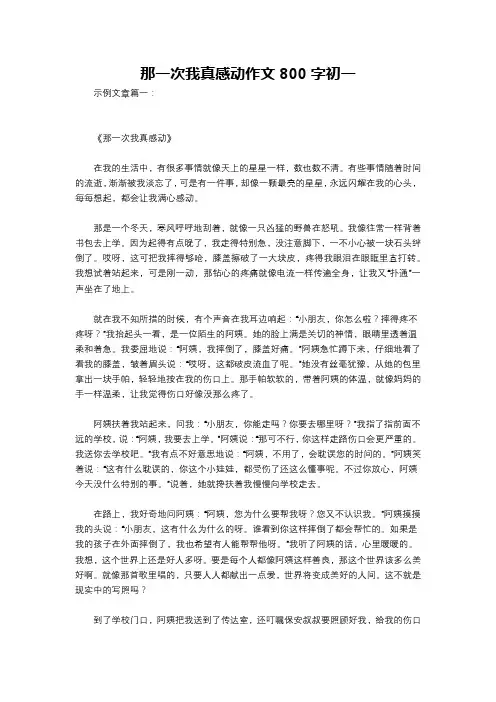 那一次我真感动作文800字初一
