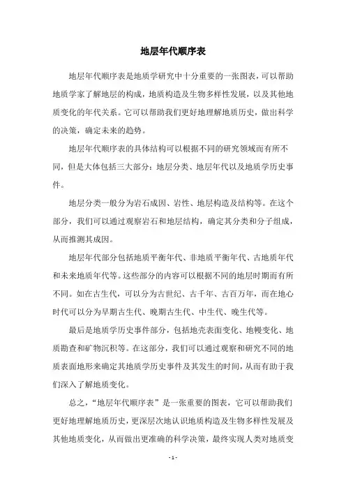 地层年代顺序表