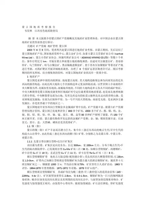 蒙古国地质报告