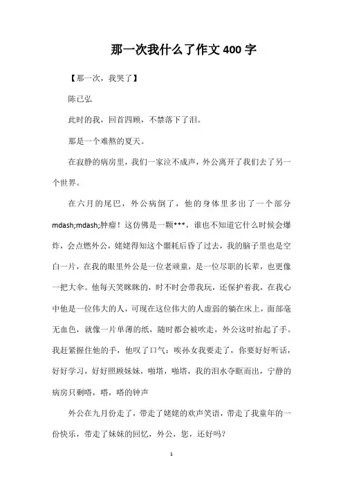 那一次我什么了作文400字