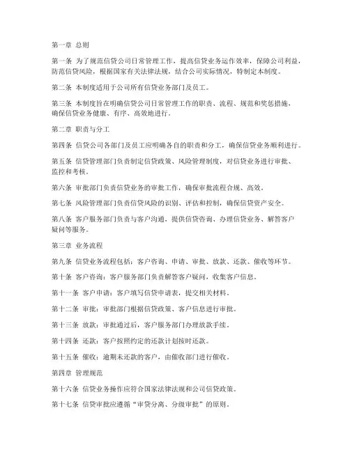 信贷公司日常管理制度