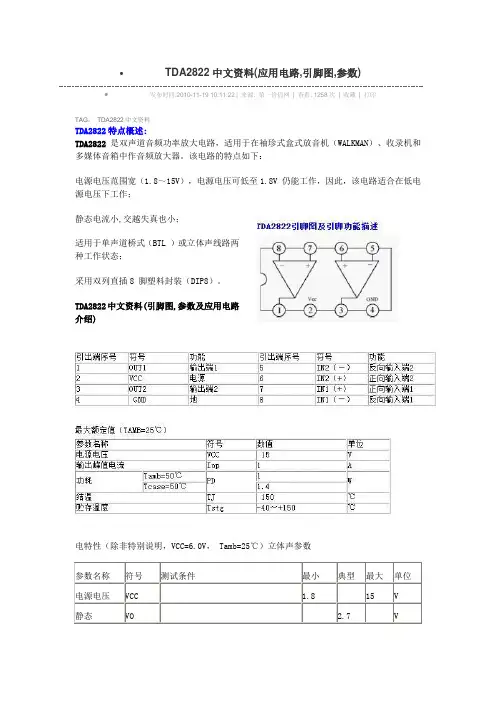 TDA2822中文资料(应用电路 引脚图 参数)