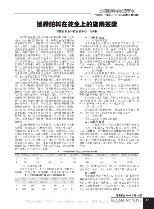 缓释肥料在花生上的施用效果